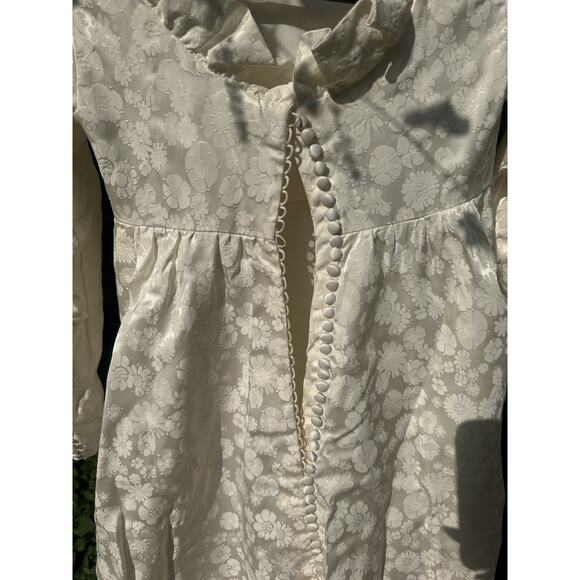 1960’s Wedding Dress Classy Flower Print Train Button Up Vintage Size Small - Picture 15 of 16